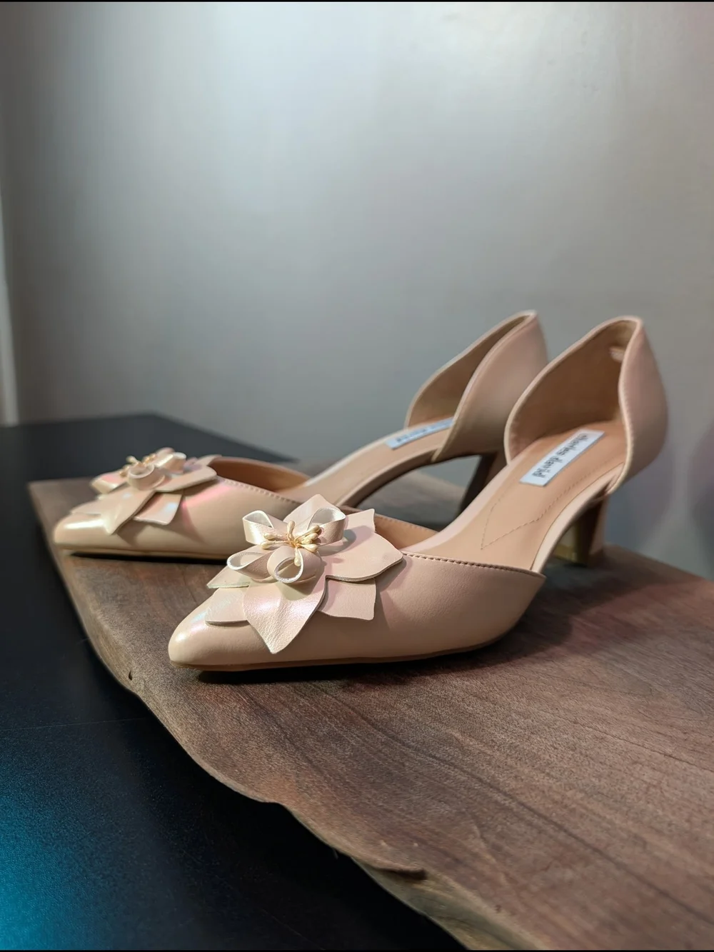 Charles David Blush Pink Floral D’Orsay Pointed-Toe Heels Apron Pump Heel